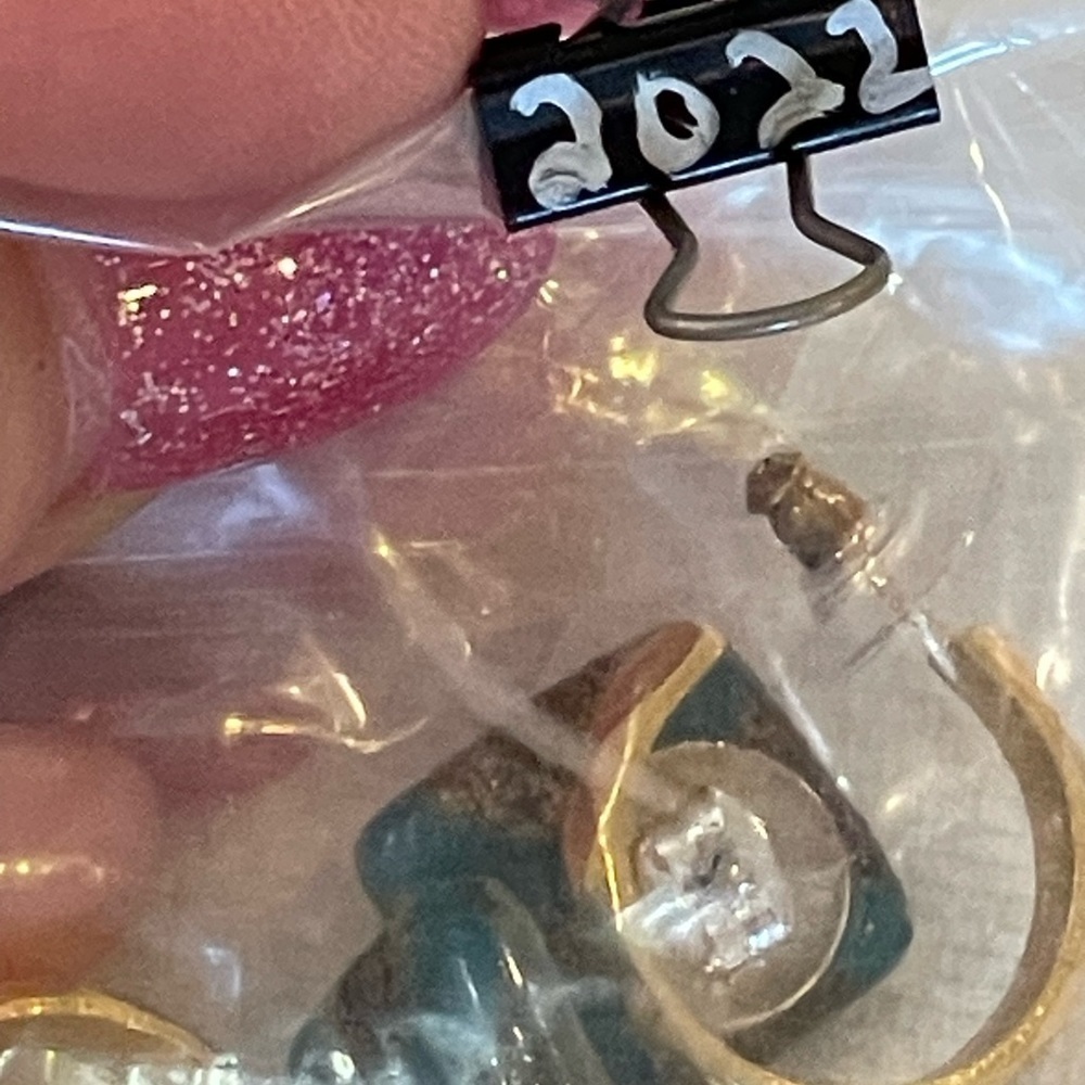 Wells 12k 1/20 yellow gold filled vintage hoops 3/4 inch glass art bead studs - Picture 11 of 11